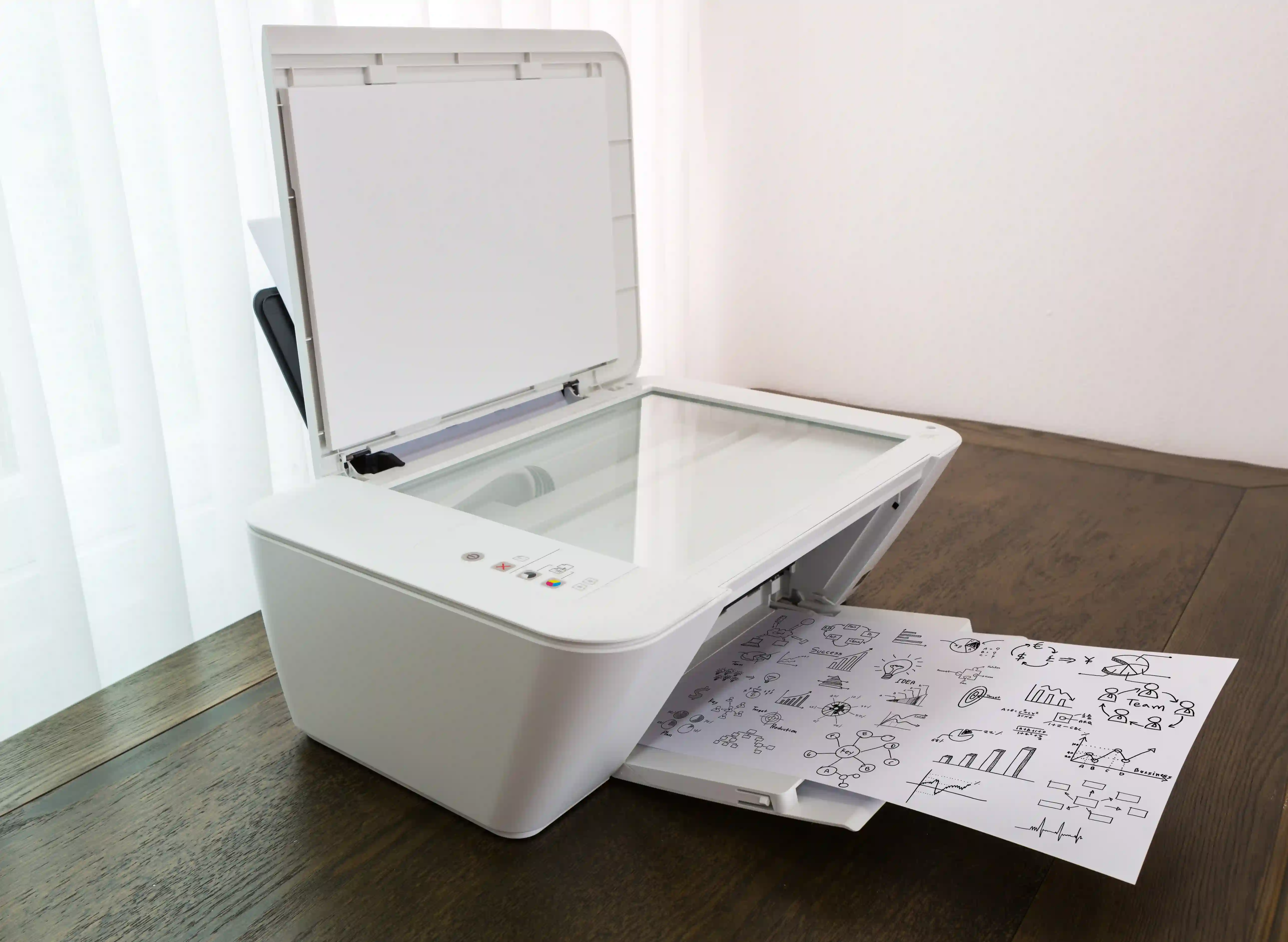 A printer on a clean desk